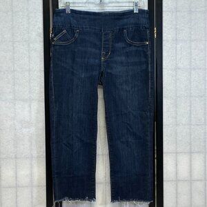 Rock & Republic Fever Pull On Capri Raw Hem Denim Jeggings Jeans Dark Wash 14